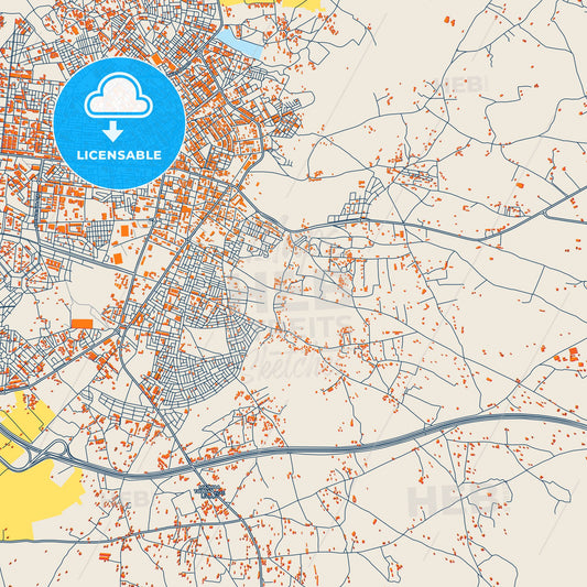 Colorful Khemisset Street Map with Labels and Buildings