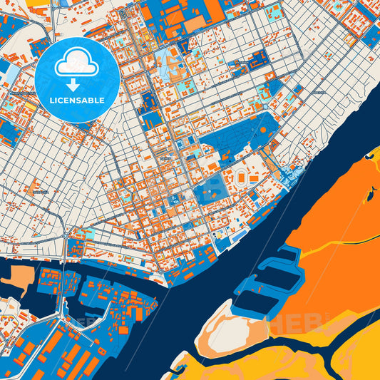 Colorful Kherson Street Map with Labels and Buildings
