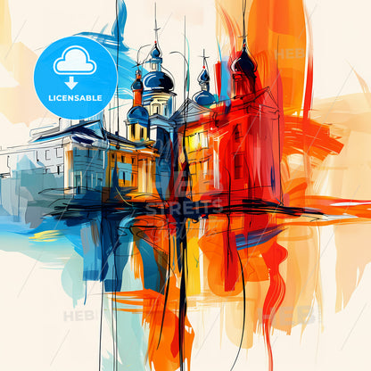 Vibrant Херсон, Ukraine - A Painting Of Buildings With Colorful Paint