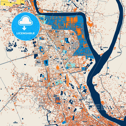 Colorful Khulna Street Map with Labels and Buildings