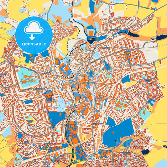 Colorful Kidderminster Street Map with Labels and Buildings
