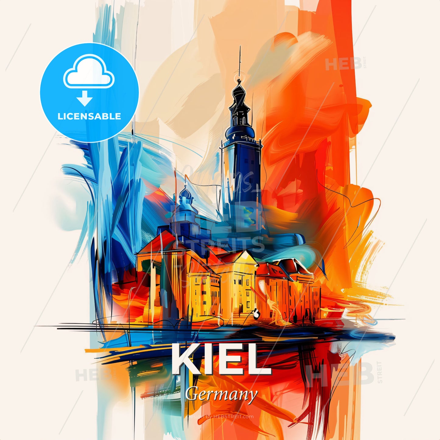 Vibrant Kiel, Germany - A Painting Of A Building - Square format print template