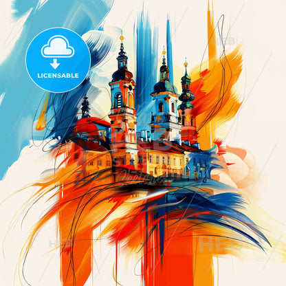 Vibrant Kielce, Poland - A Painting Of A Building