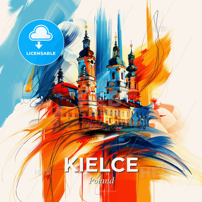 Vibrant Kielce, Poland - A Painting Of A Building - Square format print template