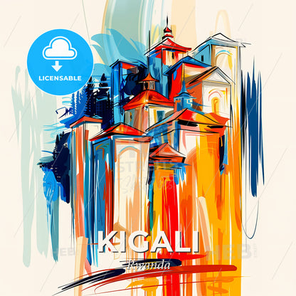 Vibrant Kigali, Rwanda - A Colorful Painting Of Buildings - Square format print template