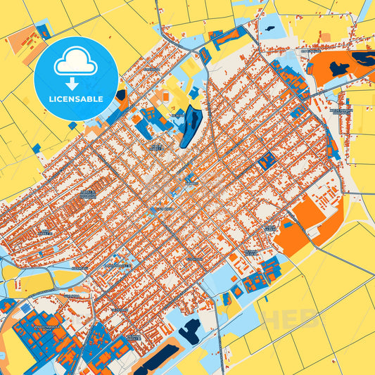 Colorful Kikinda Street Map with Labels and Buildings