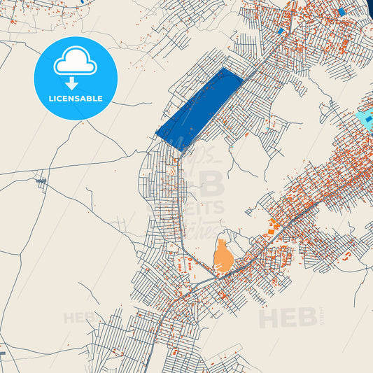 Colorful Kikwit Street Map with Labels and Buildings