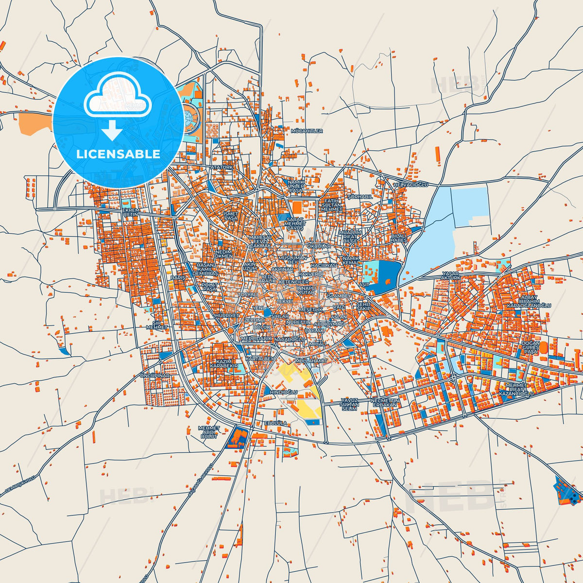 Colorful Kilis Street Map with Labels and Buildings