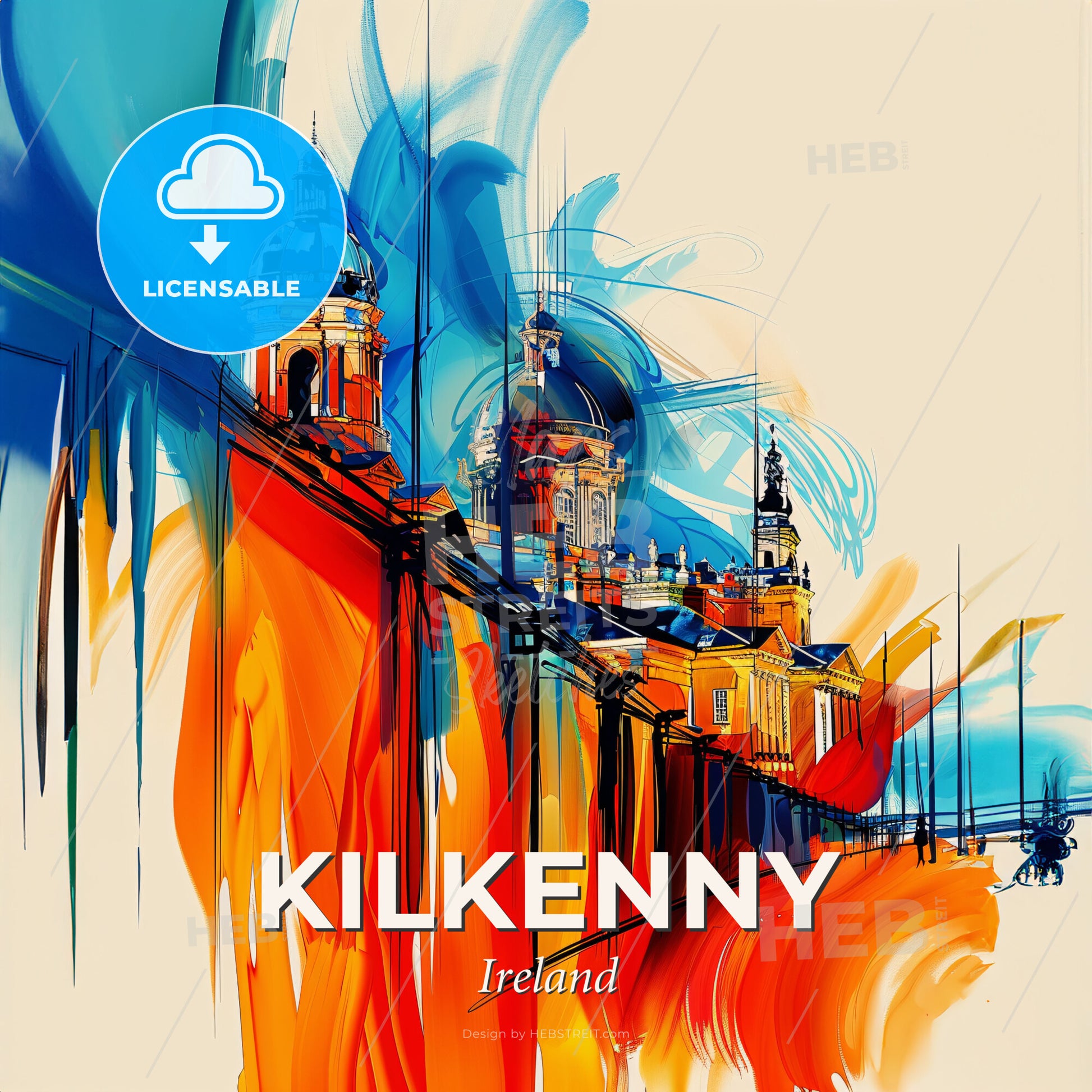 Vibrant Kilkenny, Ireland - A Painting Of A Building With Colorful Paint - Square format print template