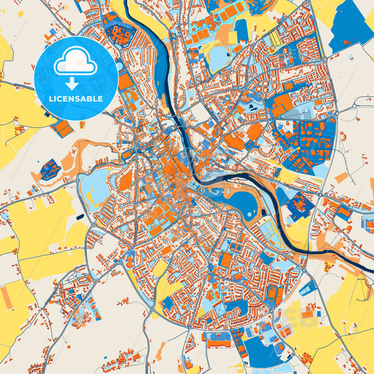 Colorful Kilkenny Street Map with Labels and Buildings