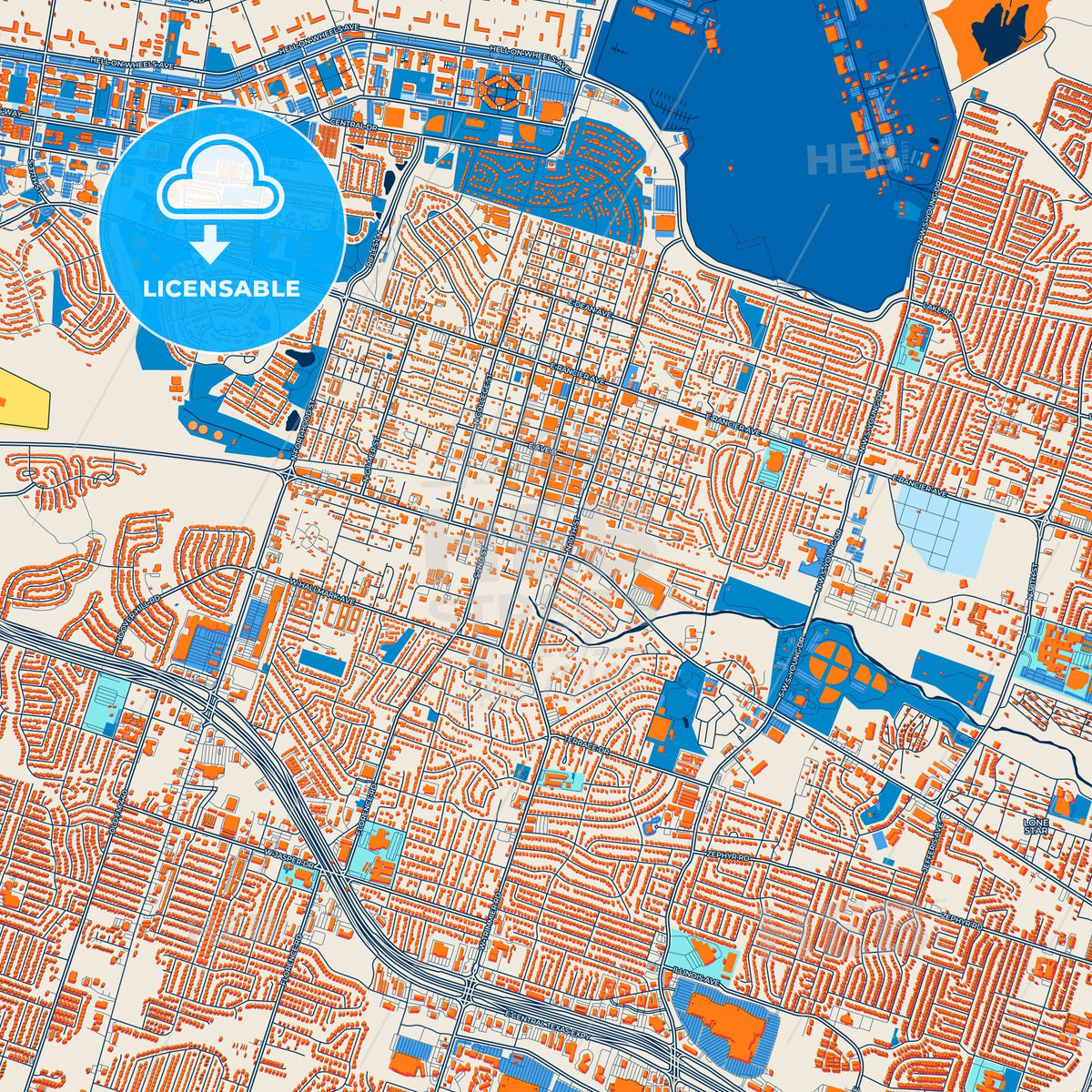 Colorful Killeen Street Map with Labels and Buildings