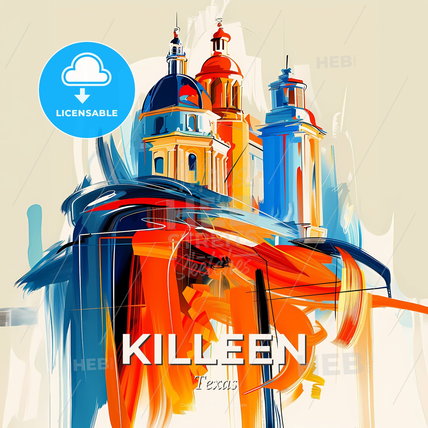 Vibrant Killeen, Texas - A Painting Of A Building - Square format print template