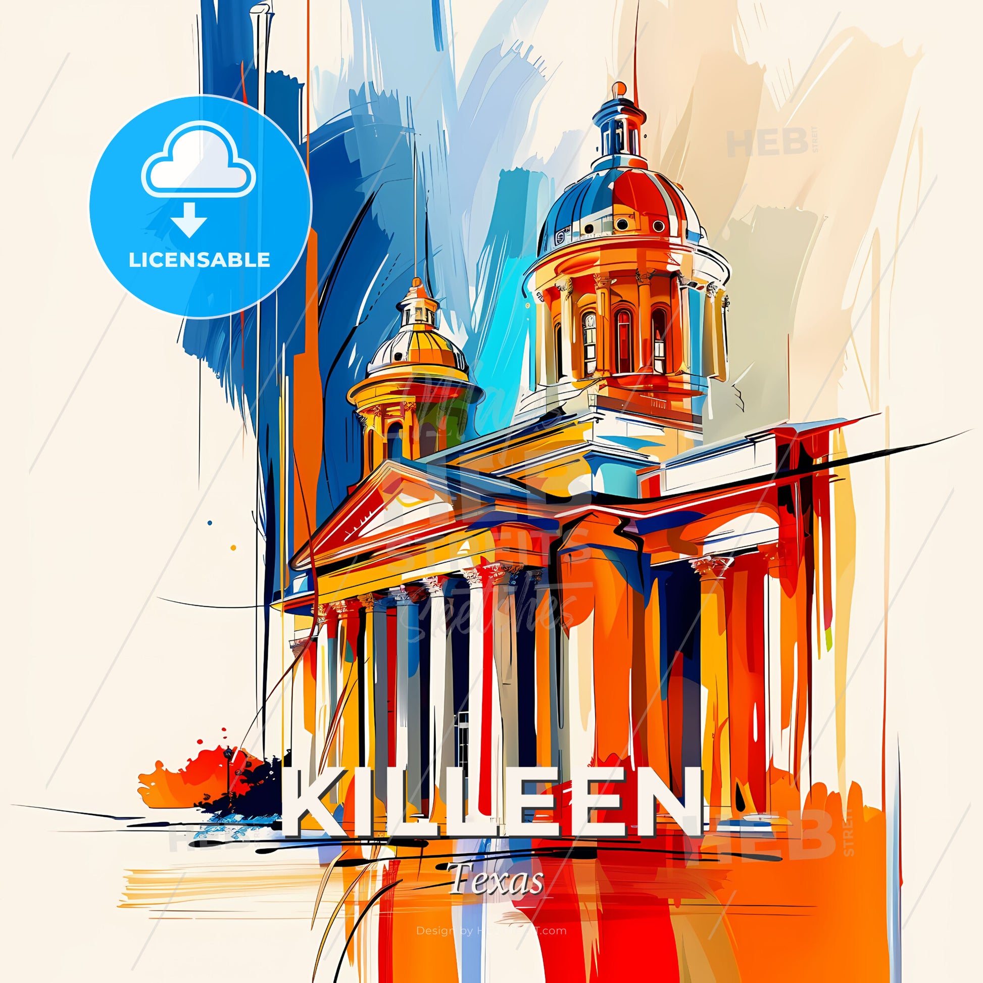 Vibrant Killeen, Texas - A Painting Of A Building - Square format print template