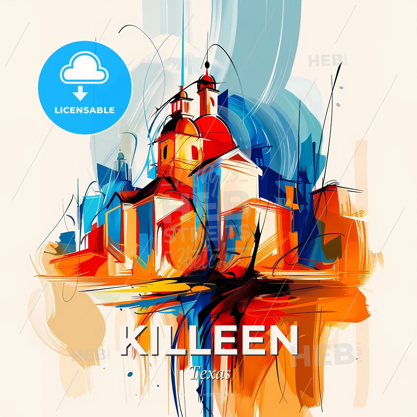 Vibrant Killeen, Texas - A Painting Of A Building - Square format print template