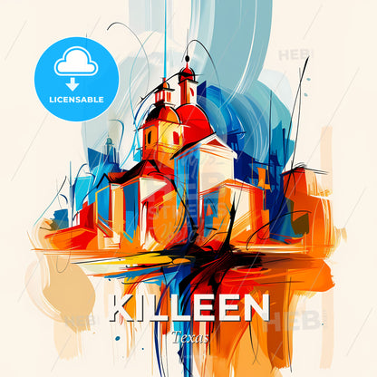 Vibrant Killeen, Texas - A Painting Of A Building - Square format print template