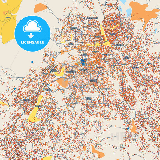 Colorful Kindia Street Map with Labels and Buildings