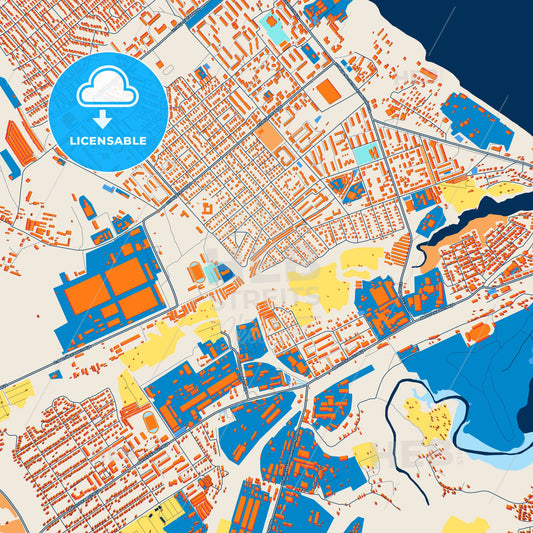 Colorful Kineshma Street Map with Labels and Buildings