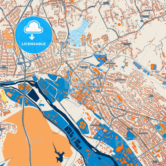 Colorful Kingsport Street Map with Labels and Buildings