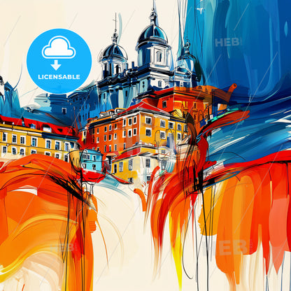 Vibrant Kingston, Canada - A Painting Of A Building With A Colorful Background