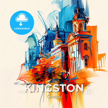 Vibrant Kingston, Canada - A Colorful Painting Of A Building - Square format print template