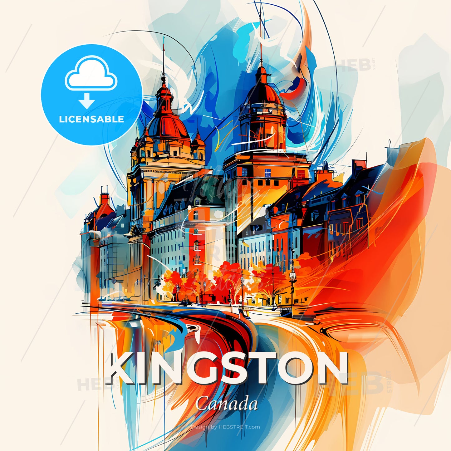 Vibrant Kingston, Canada - A Colorful Painting Of A Building - Square format print template
