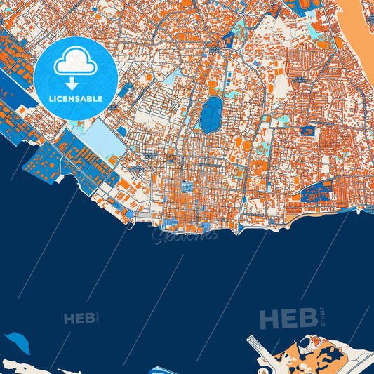 Colorful Kingston Street Map with Labels and Buildings