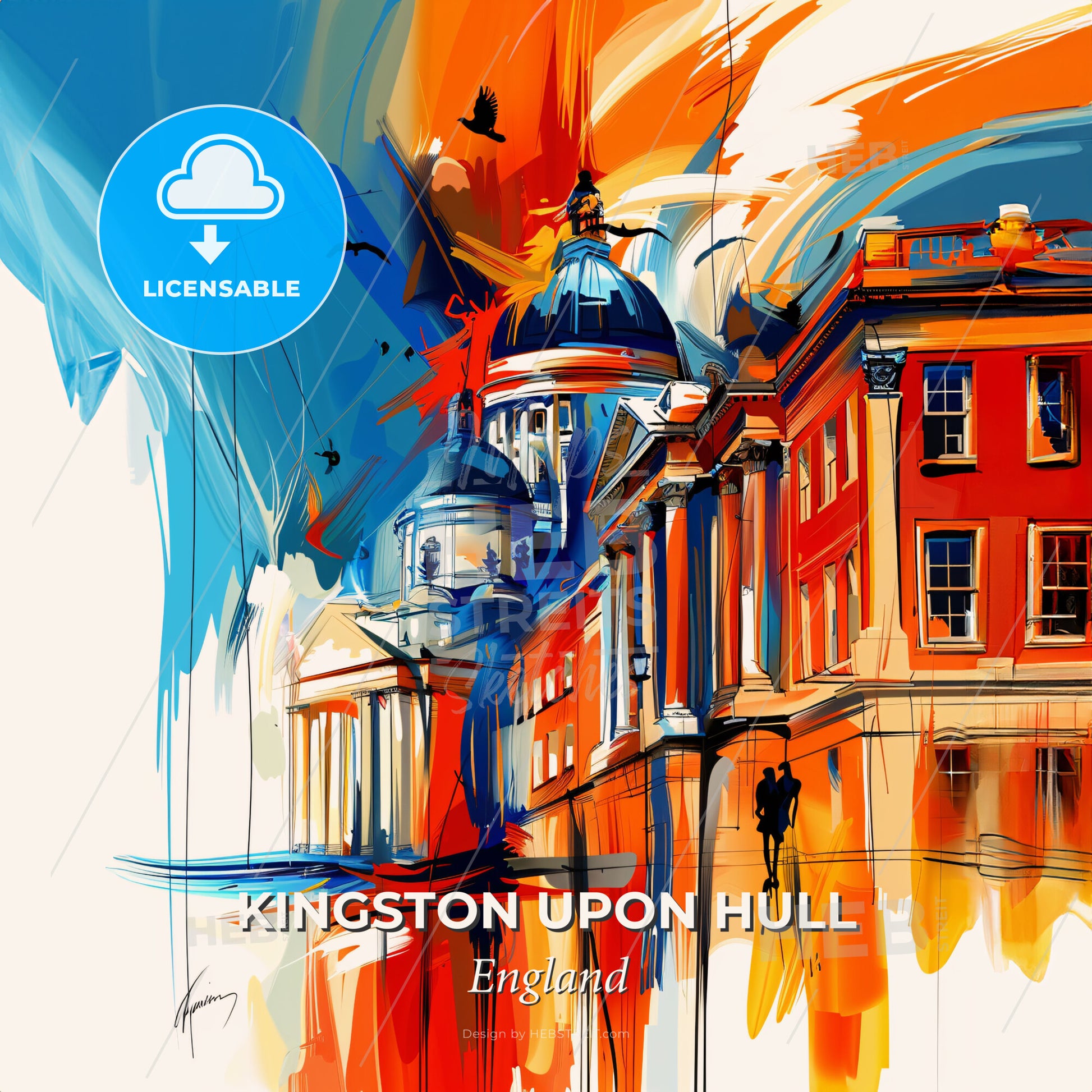 Vibrant Kingston Upon Hull, England - A Painting Of A Building - Square format print template