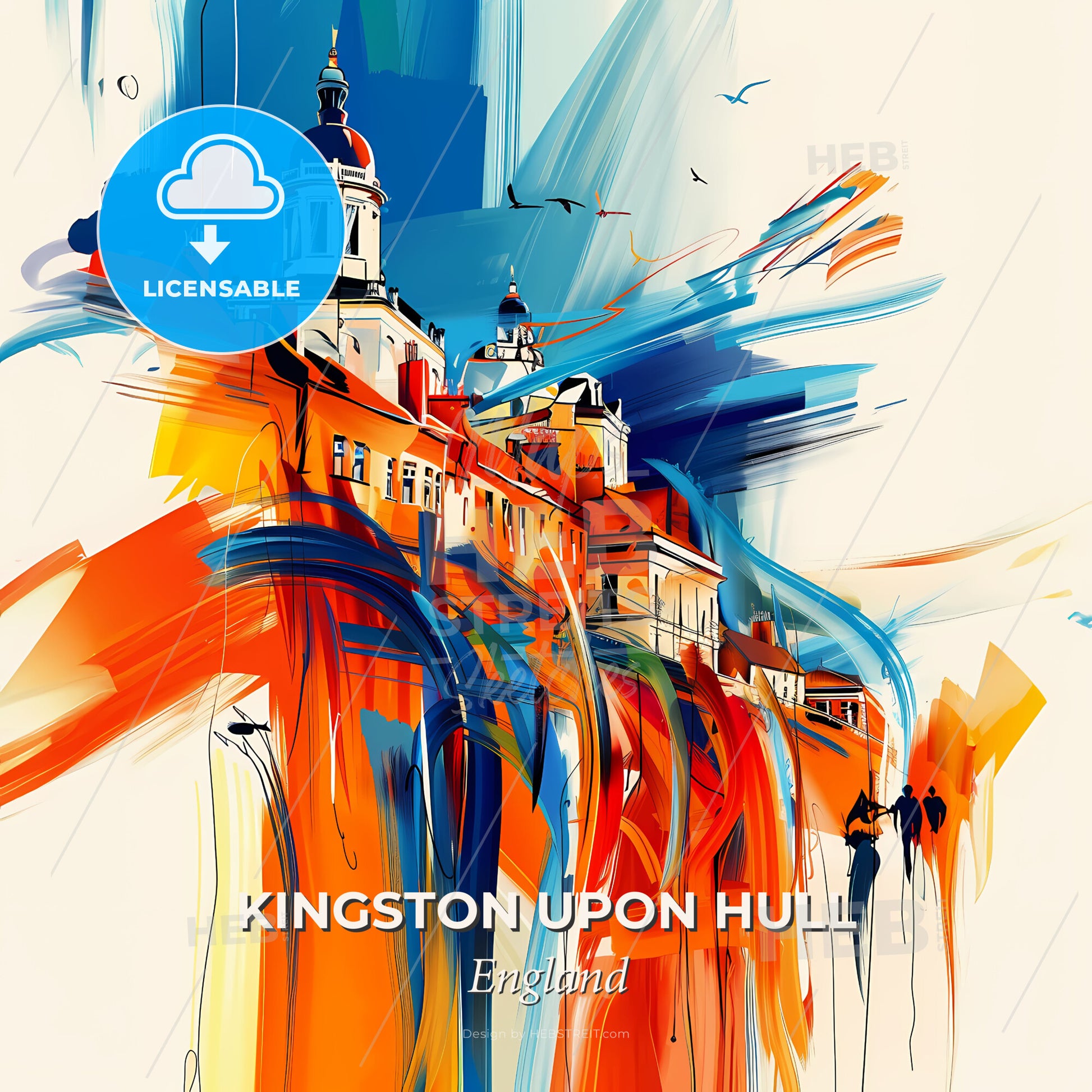 Vibrant Kingston Upon Hull, England - A Painting Of A Building - Square format print template