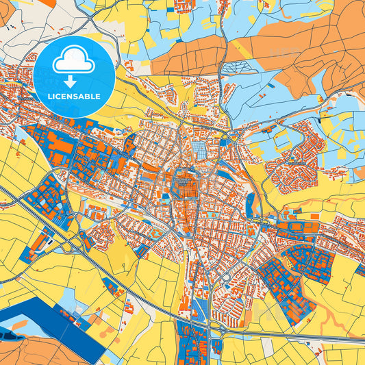Colorful Kirchheim unter Teck Street Map with Labels and Buildings