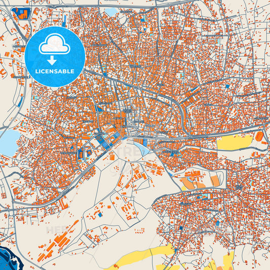Colorful Kırıkkale Street Map with Labels and Buildings