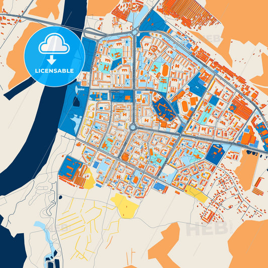 Colorful Kirishi Street Map with Labels and Buildings