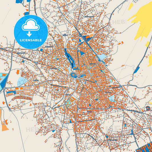 Colorful Kırşehir Street Map with Labels and Buildings