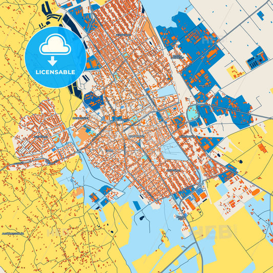 Colorful Kiskunhalas Street Map with Labels and Buildings