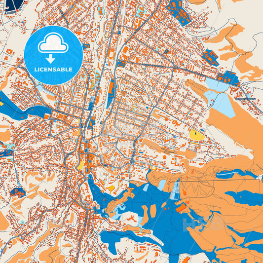 Colorful Kislovodsk Street Map with Labels and Buildings