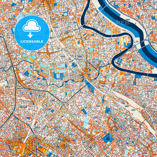 Colorful Kita Street Map with Labels and Buildings