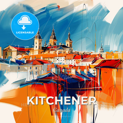 Vibrant Kitchener, Canada - A Painting Of A City - Square format print template