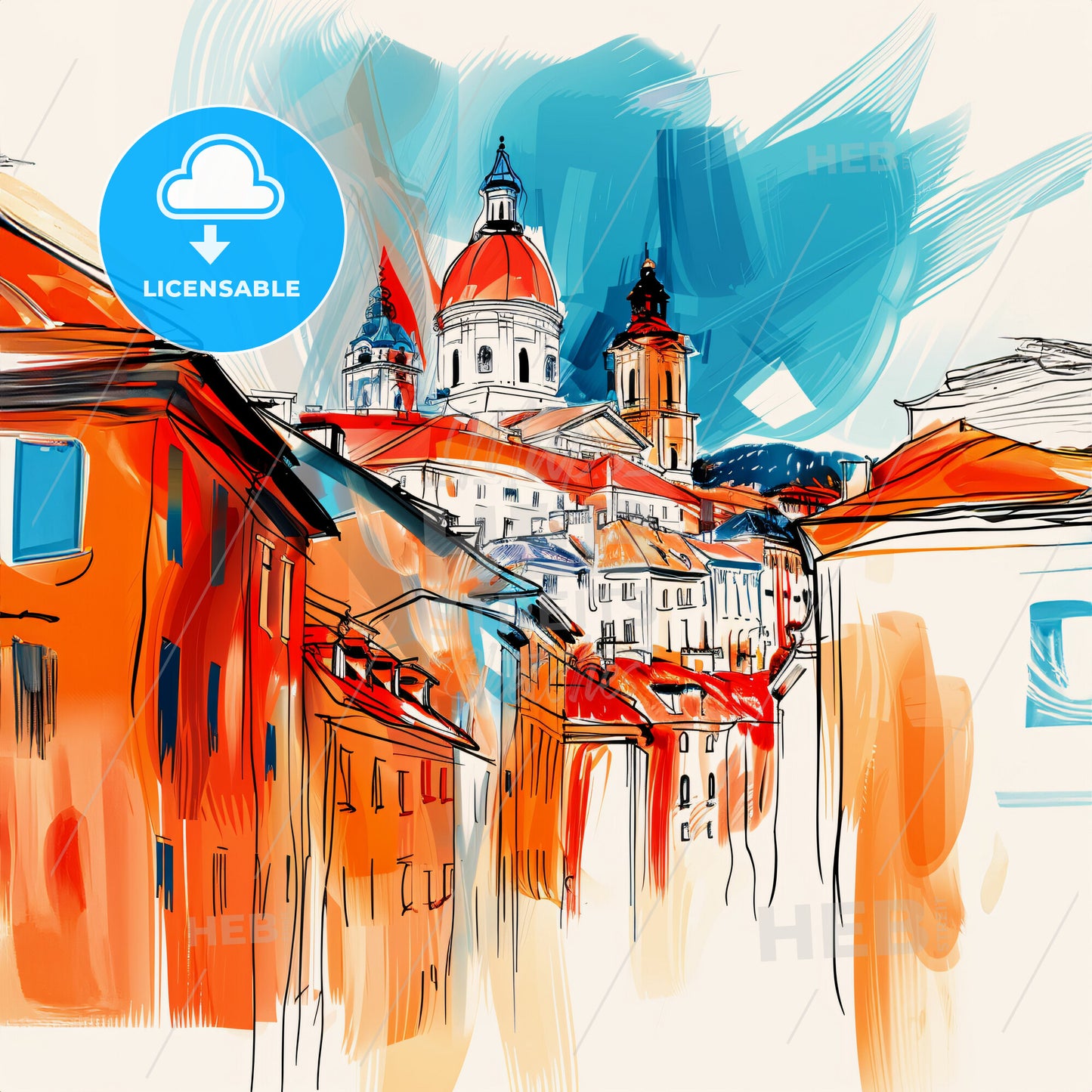 Vibrant Klagenfurt, Austria - A Drawing Of A City