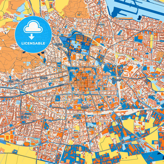 Colorful Klagenfurt Street Map with Labels and Buildings