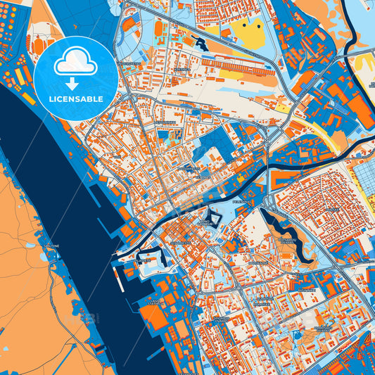 Colorful Klaipėda Street Map with Labels and Buildings