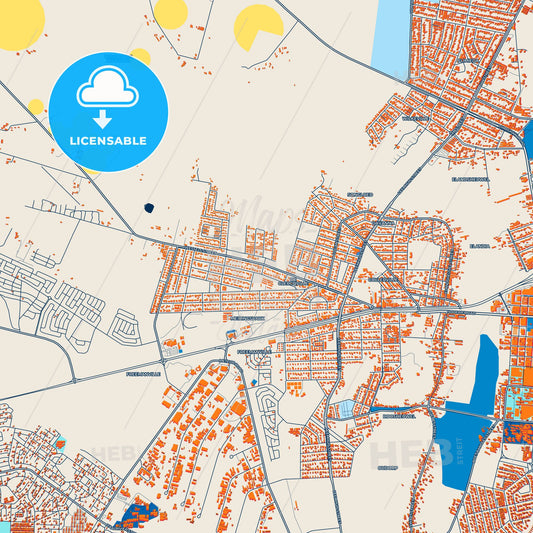 Colorful Klerksdorp Street Map with Labels and Buildings