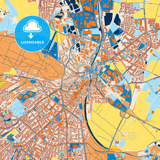 Colorful Kleve Street Map with Labels and Buildings