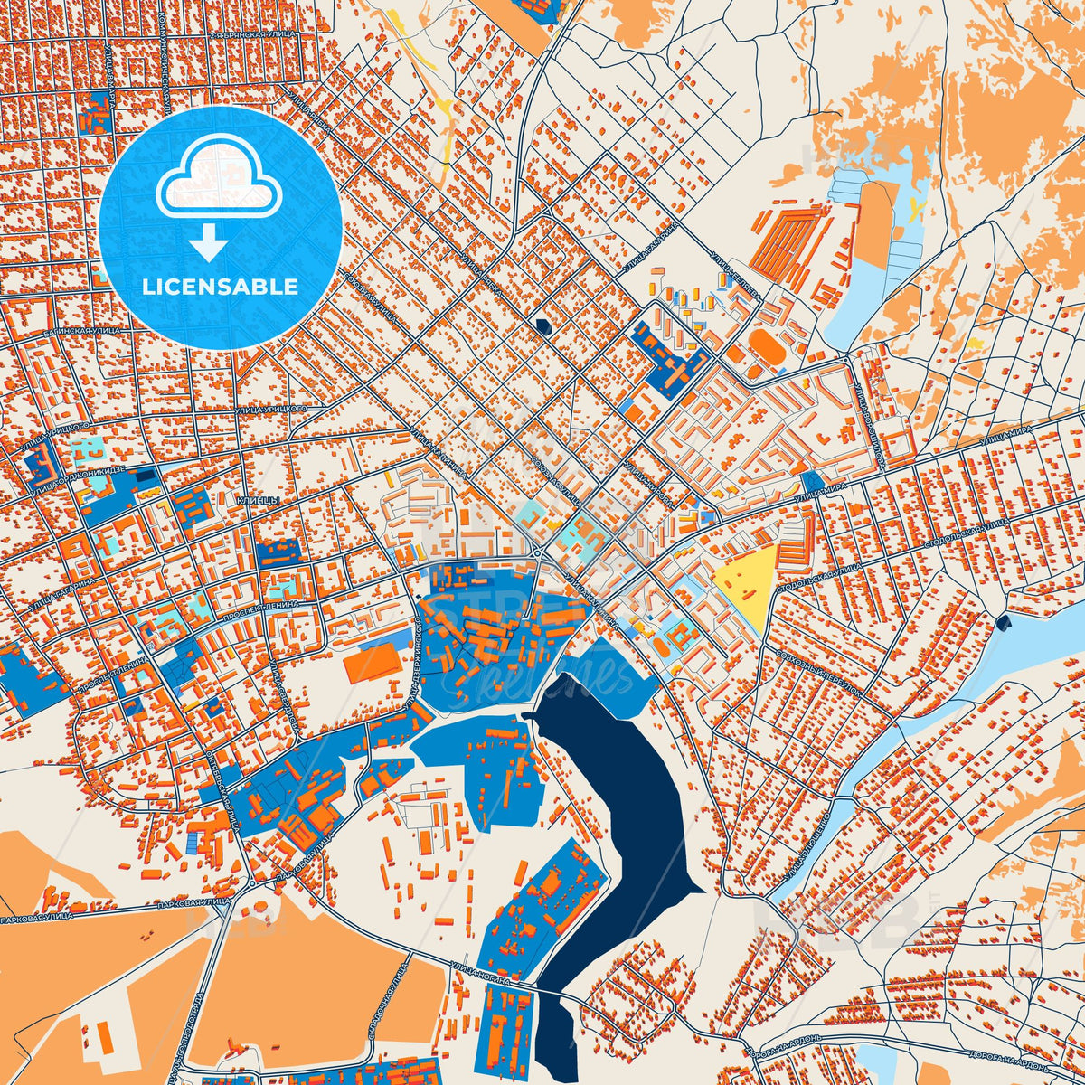 Colorful Klintsy Street Map with Labels and Buildings