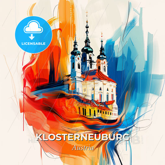 Vibrant Klosterneuburg, Austria - A Painting Of A Building With Towers And A Colorful Background - Square format print template