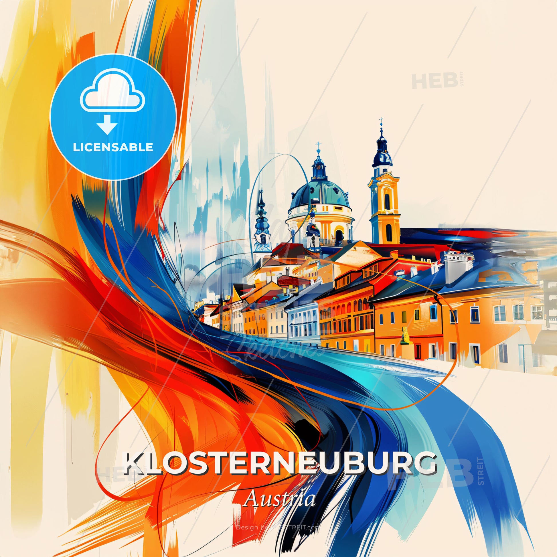 Vibrant Klosterneuburg, Austria - A Colorful Painting Of A City - Square format print template