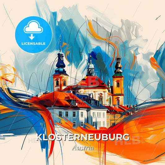 Vibrant Klosterneuburg, Austria - A Painting Of A Building With Colorful Paint - Square format print template