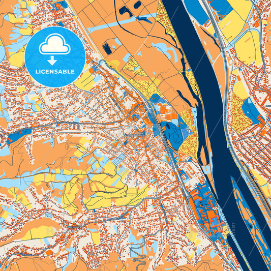 Colorful Klosterneuburg Street Map with Labels and Buildings