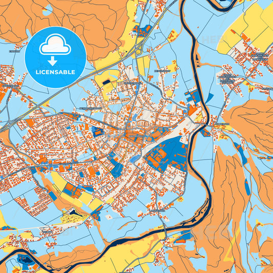 Colorful Knittelfeld Street Map with Labels and Buildings