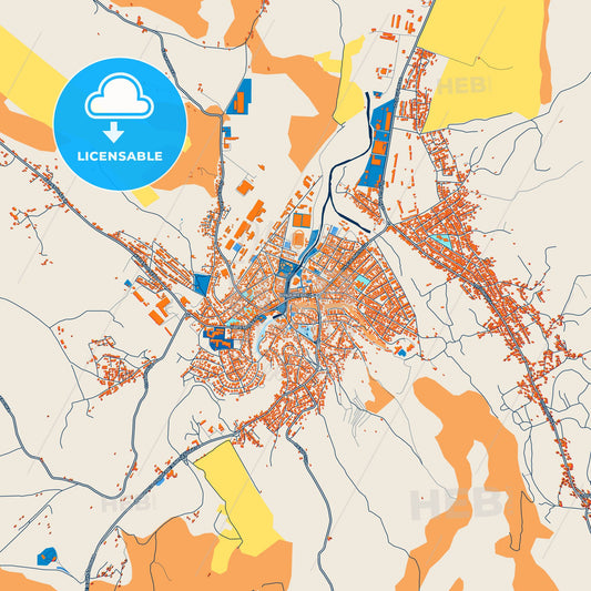 Colorful Knjaževac Street Map with Labels and Buildings