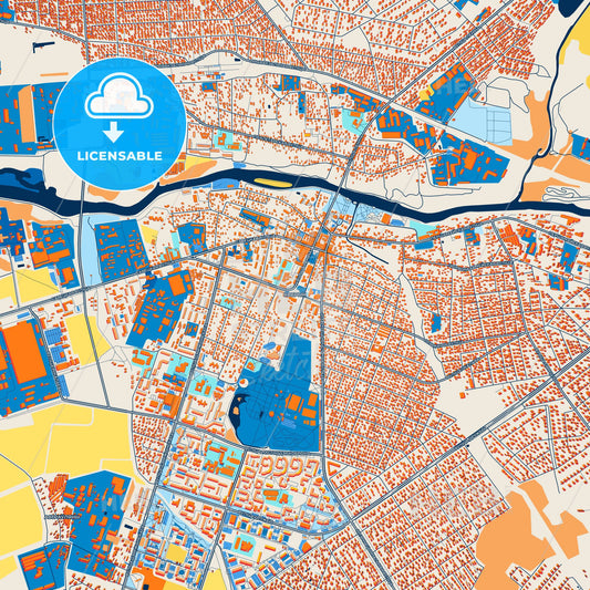 Colorful Kobryn Street Map with Labels and Buildings
