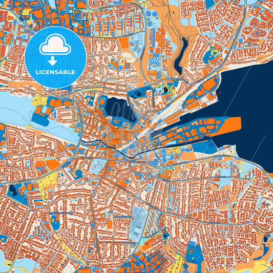 Colorful Kolding Street Map with Labels and Buildings
